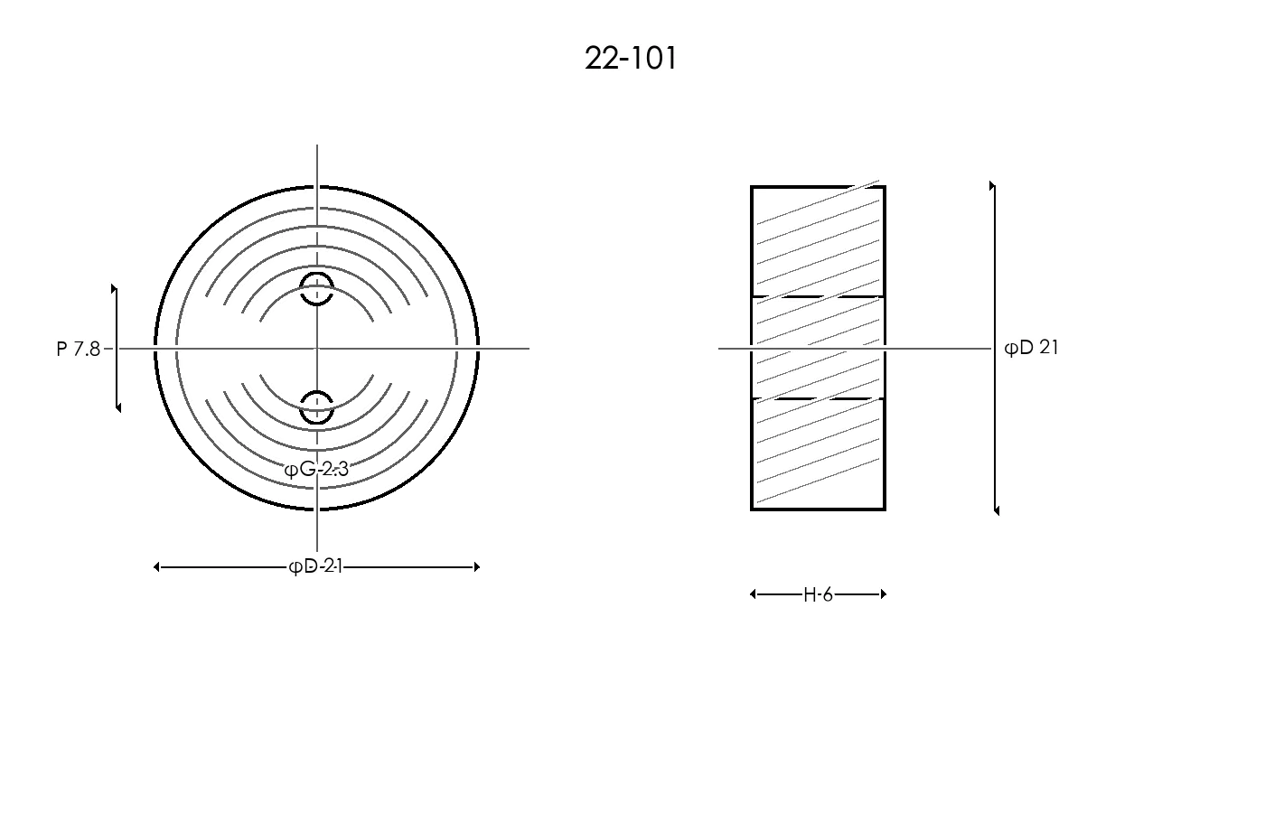 22-101 Rubber Ring Specification Engineering drawing / three views