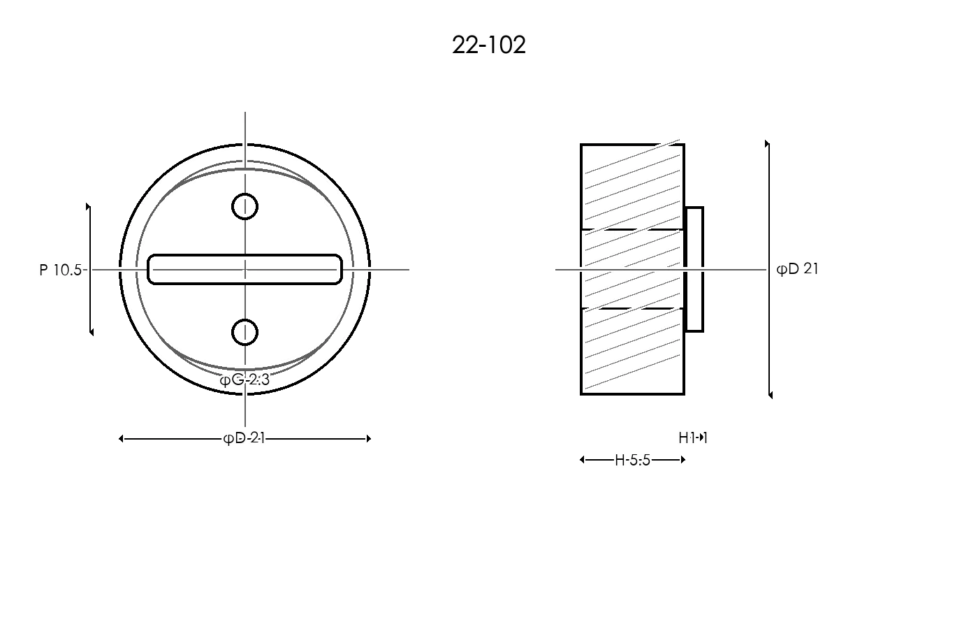22-102 Rubber Ring Specification Engineering drawing / three views
