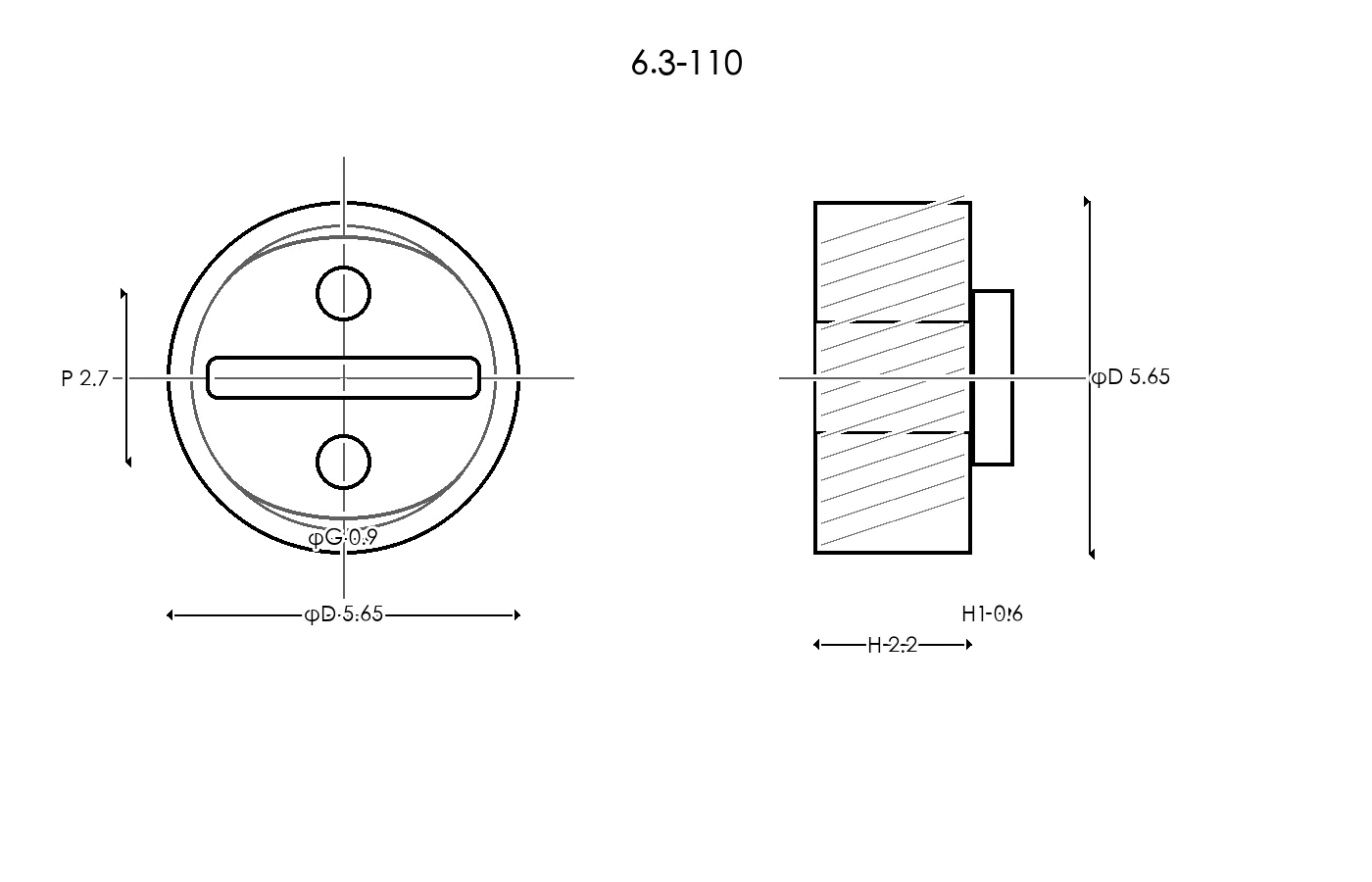 6.3-110 Rubber Ring Specification Engineering drawing / three views