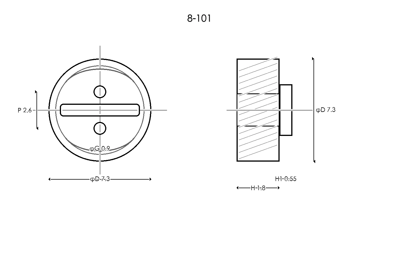 8-101 Rubber Ring Specification Engineering drawing / three views