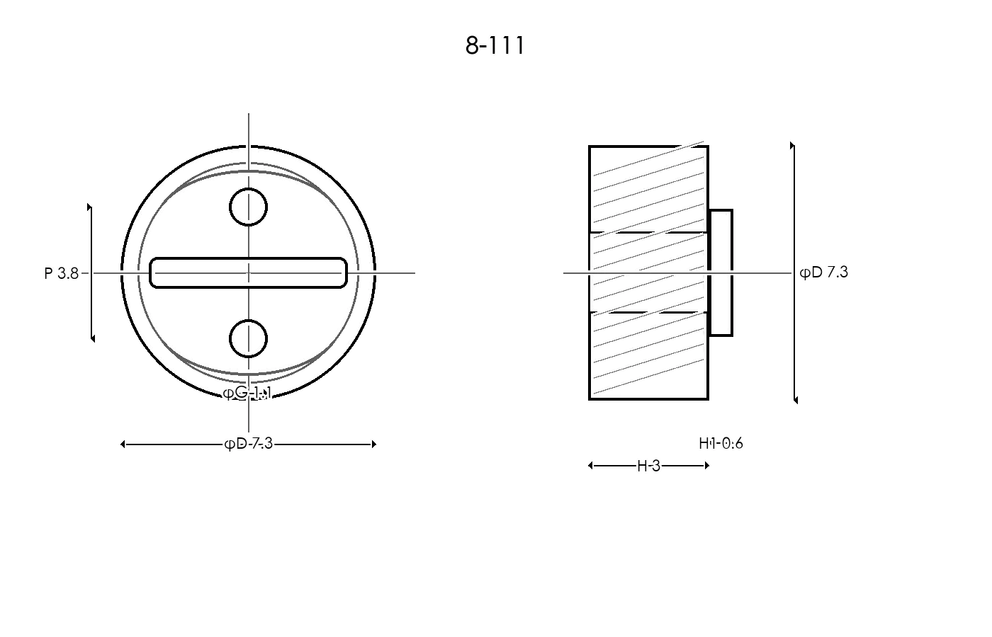 8-111 Rubber Ring Specification Engineering drawing / three views