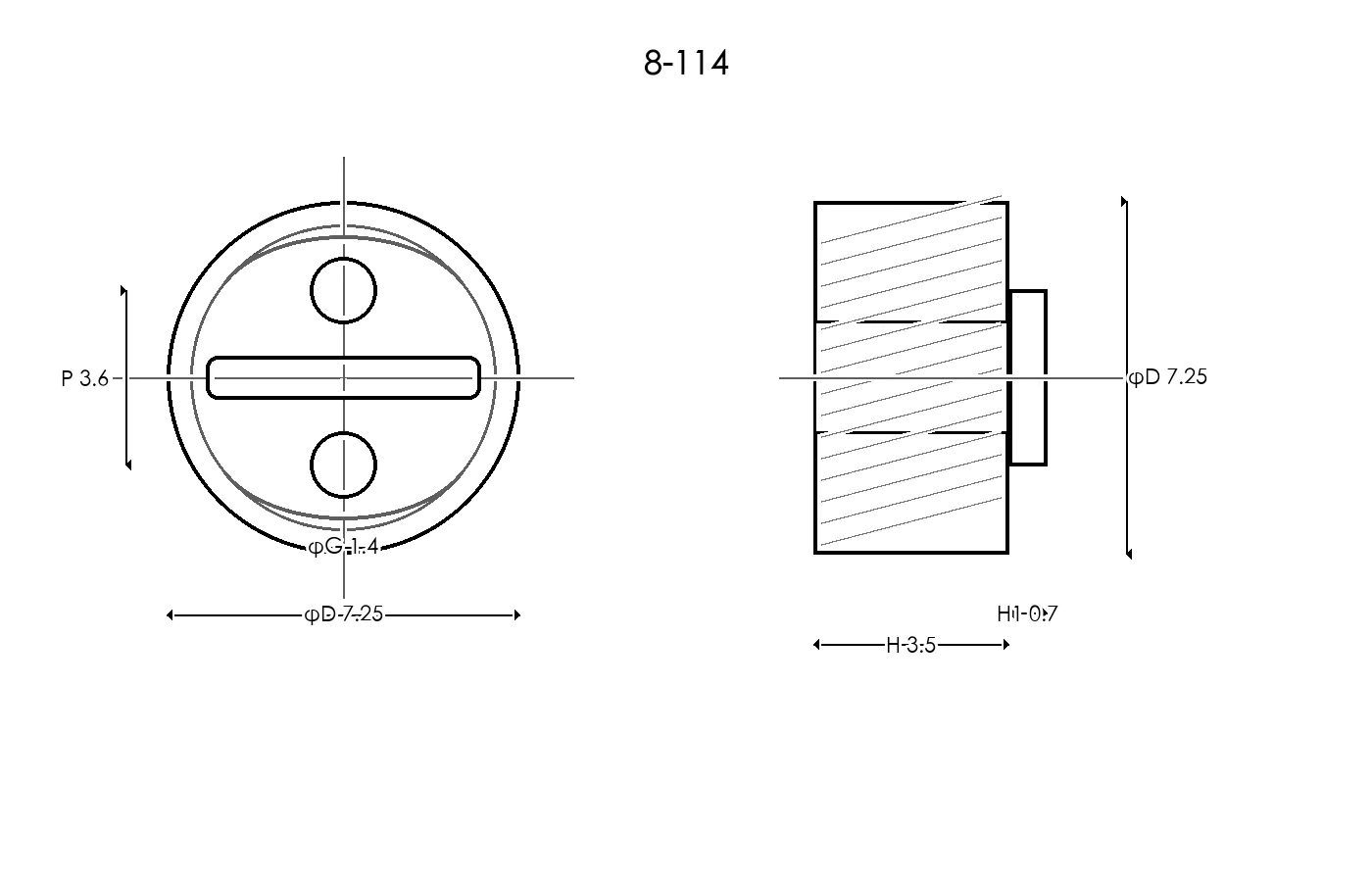 8-114 Rubber Ring Specification Engineering drawing / three views