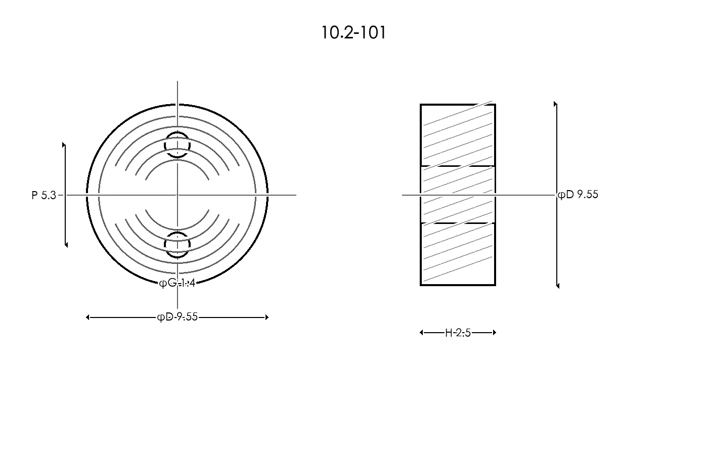 10.2-101 Rubber Ring Specification Engineering drawing / three views