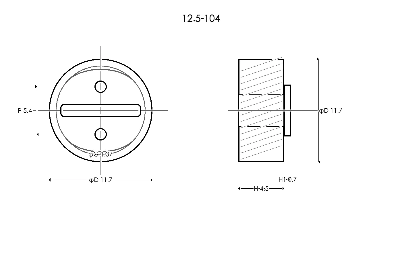 12.5-104 Rubber Ring Specification Engineering drawing / three views