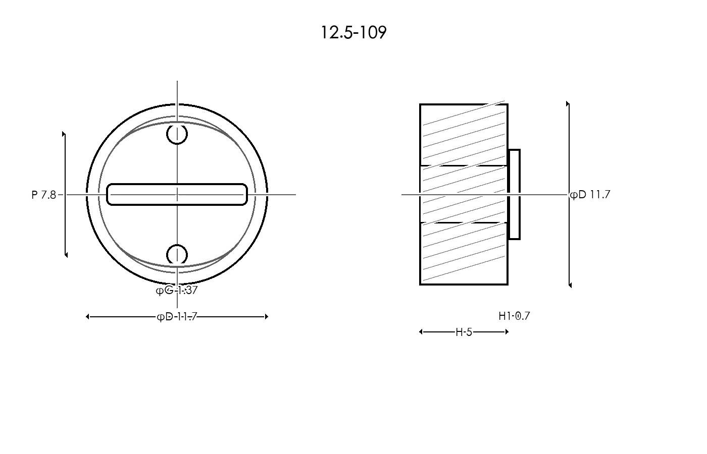 12.5-109 Rubber Ring Specification Engineering drawing / three views