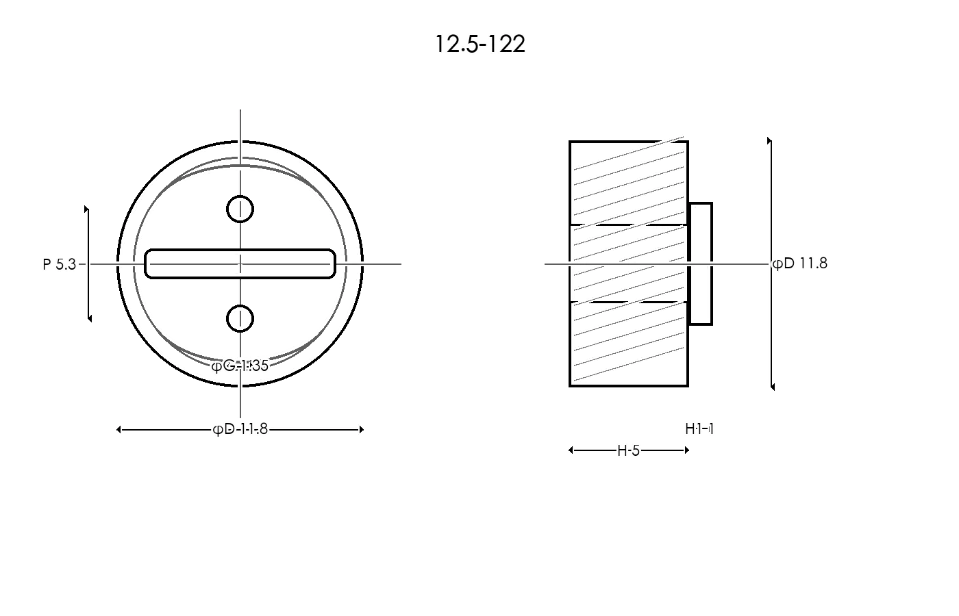 12.5-122 Rubber Ring Specification Engineering drawing / three views
