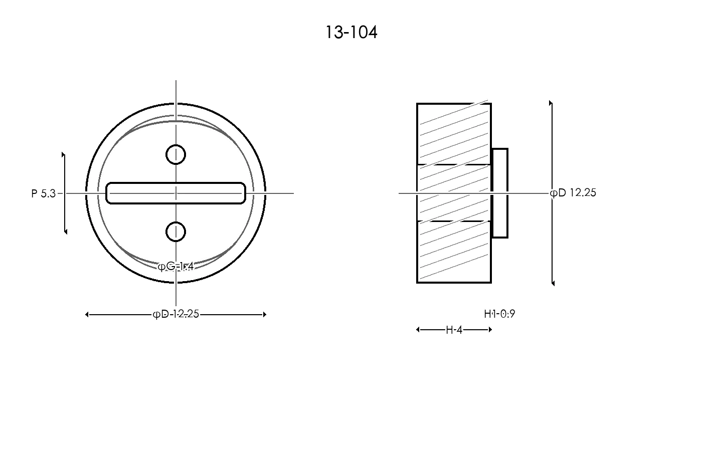 13-104 Rubber Ring Specification Engineering drawing / three views