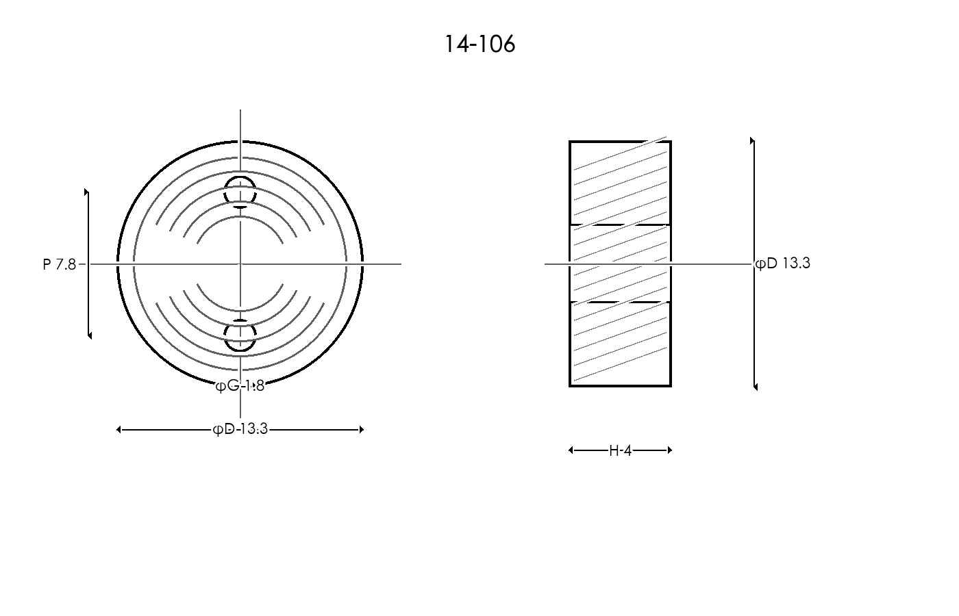 14-106 Rubber Ring Specification Engineering drawing / three views