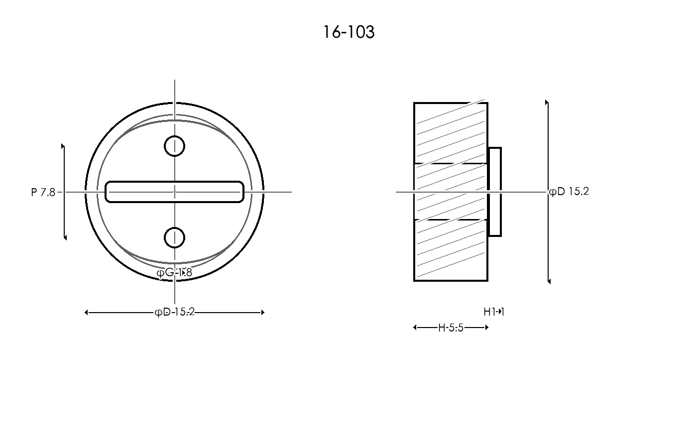 16-103 Rubber Ring Specification Engineering drawing / three views