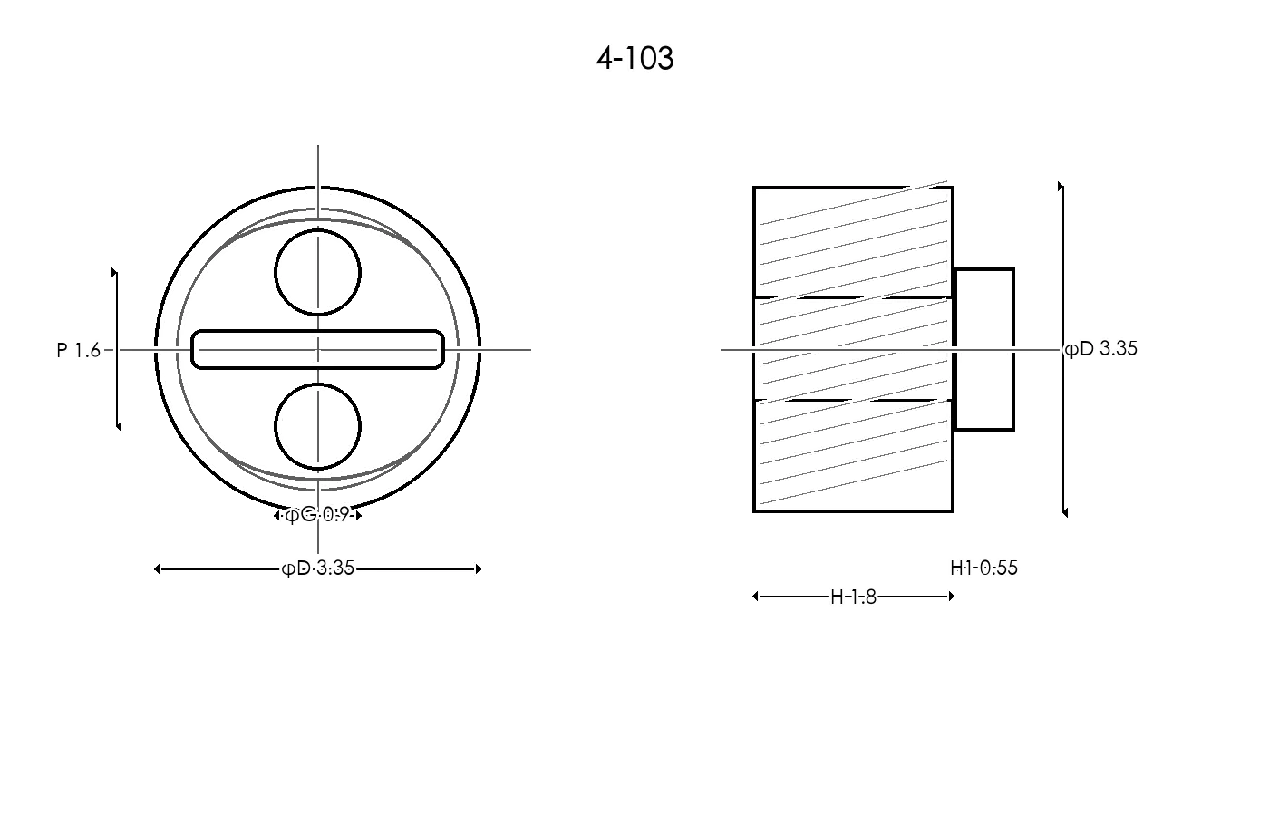 4-103 Rubber Ring Specification Engineering drawing / three views