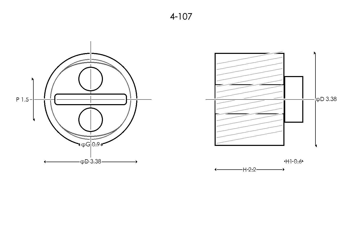 4-107 Rubber Ring Specification Engineering drawing / three views