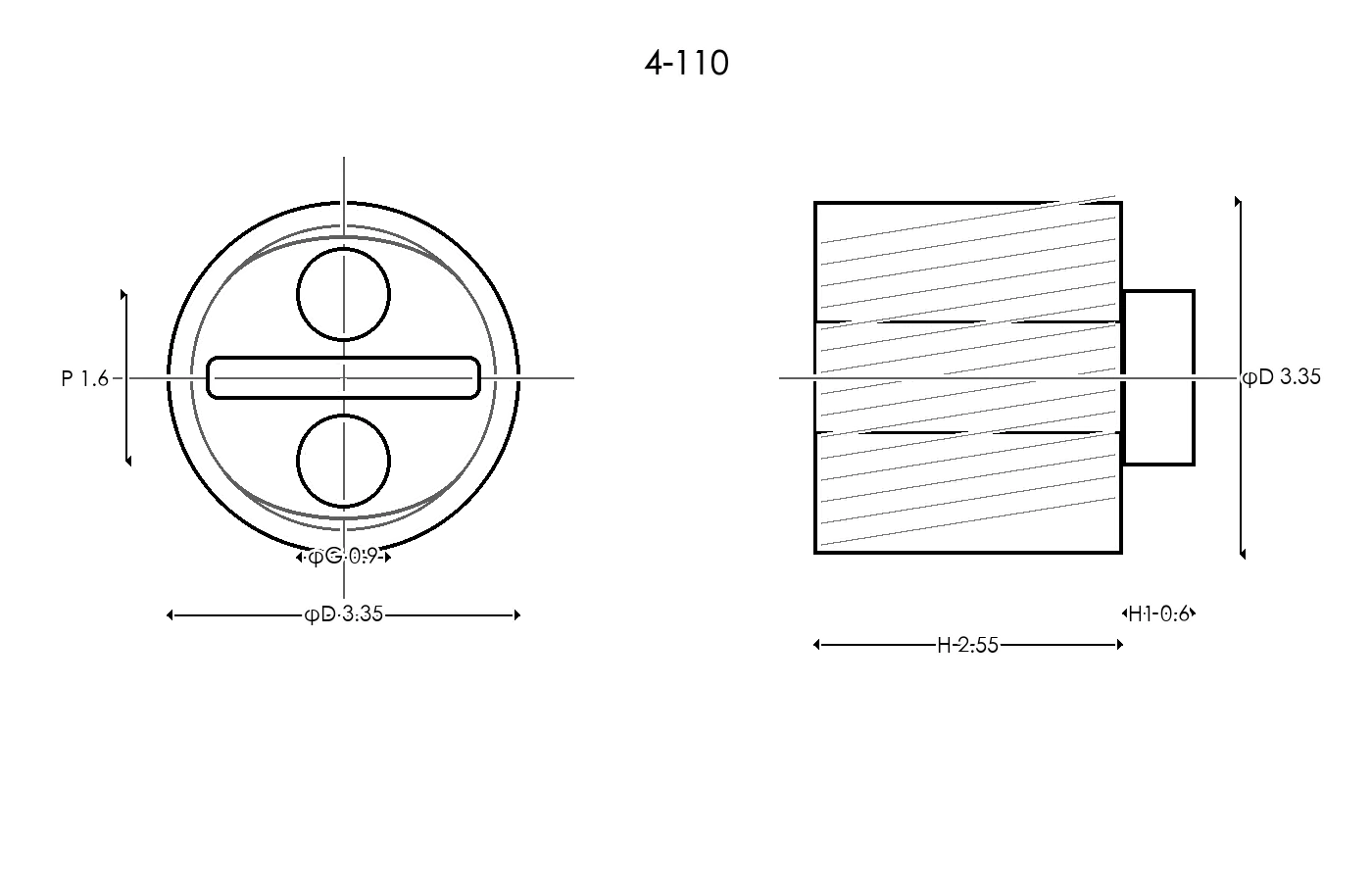 4-110 Rubber Ring Specification Engineering drawing / three views