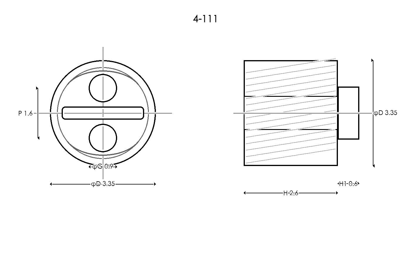 4-111 Rubber Ring Specification Engineering drawing / three views