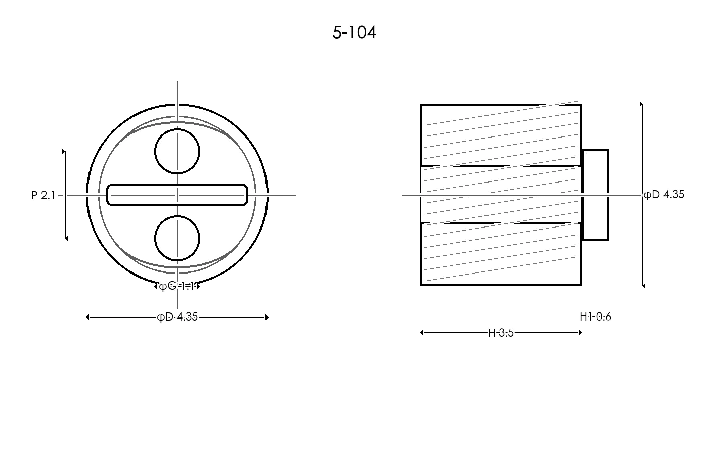 5-104 Rubber Ring Specification Engineering drawing / three views