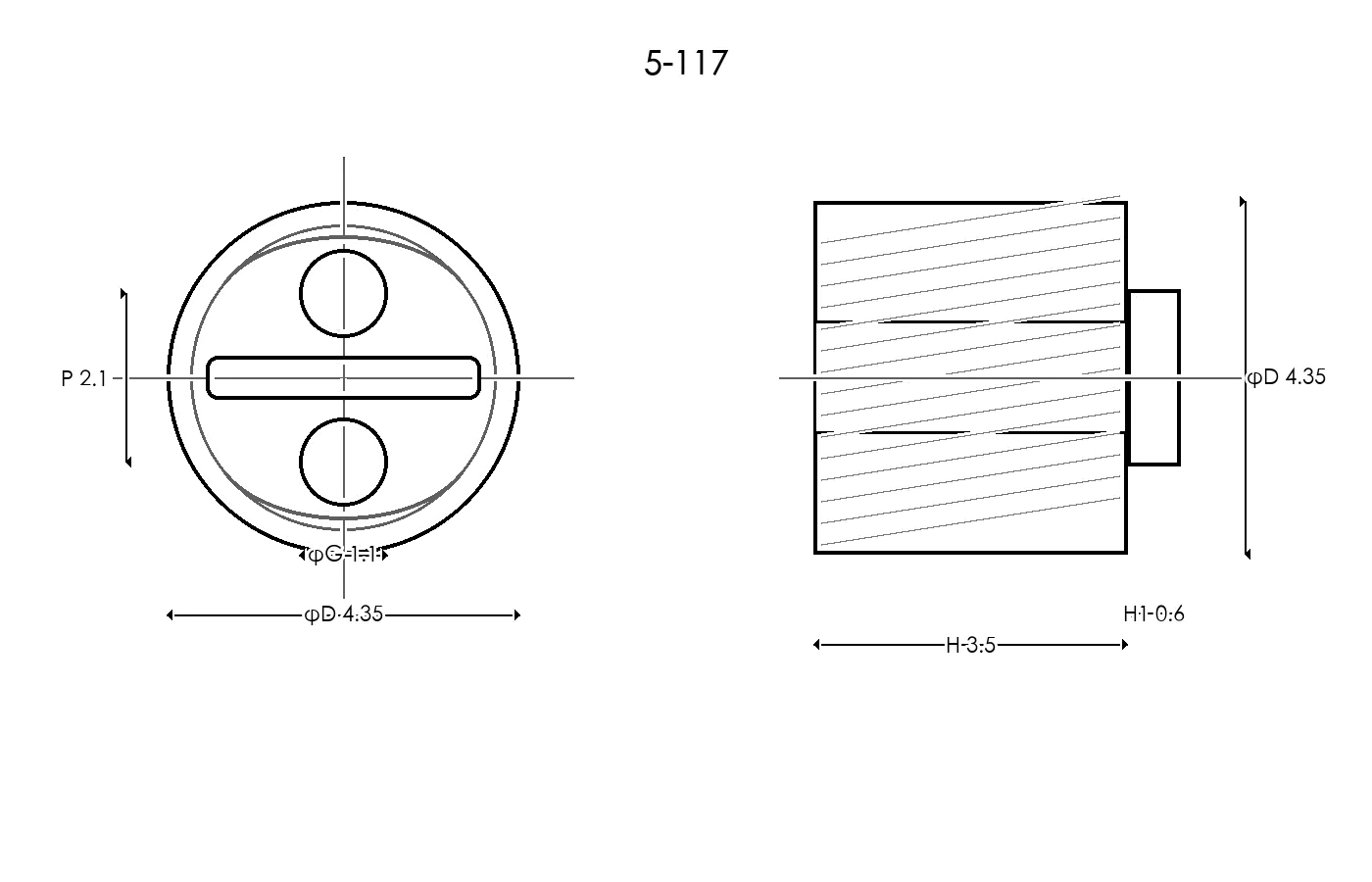 5-117 Rubber Ring Specification Engineering drawing / three views