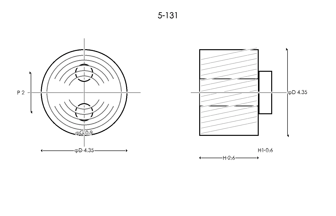 5-131 Rubber Ring Specification Engineering drawing / three views