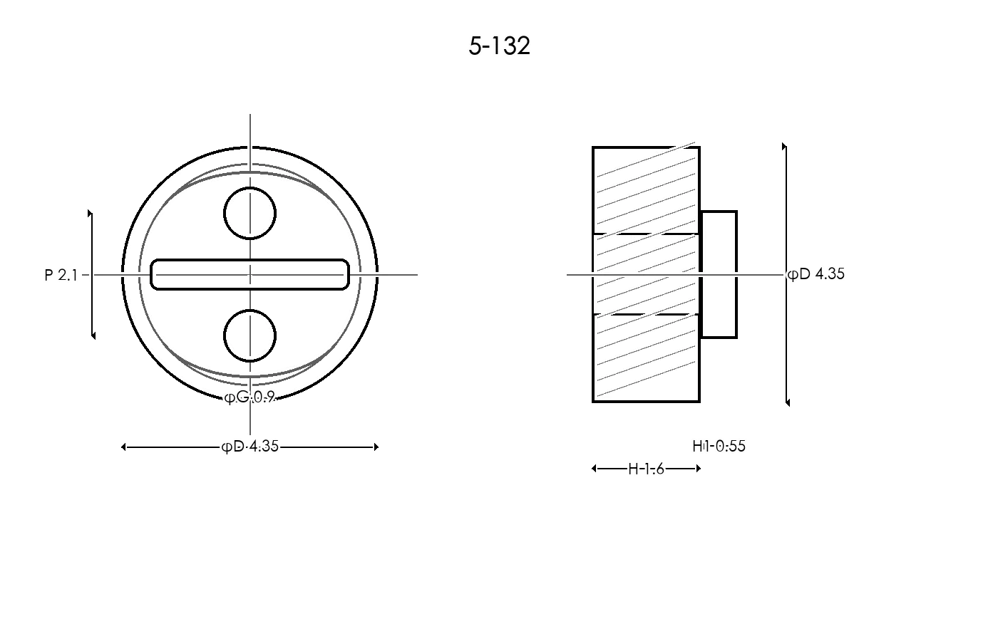 5-132 Rubber Ring Specification Engineering drawing / three views