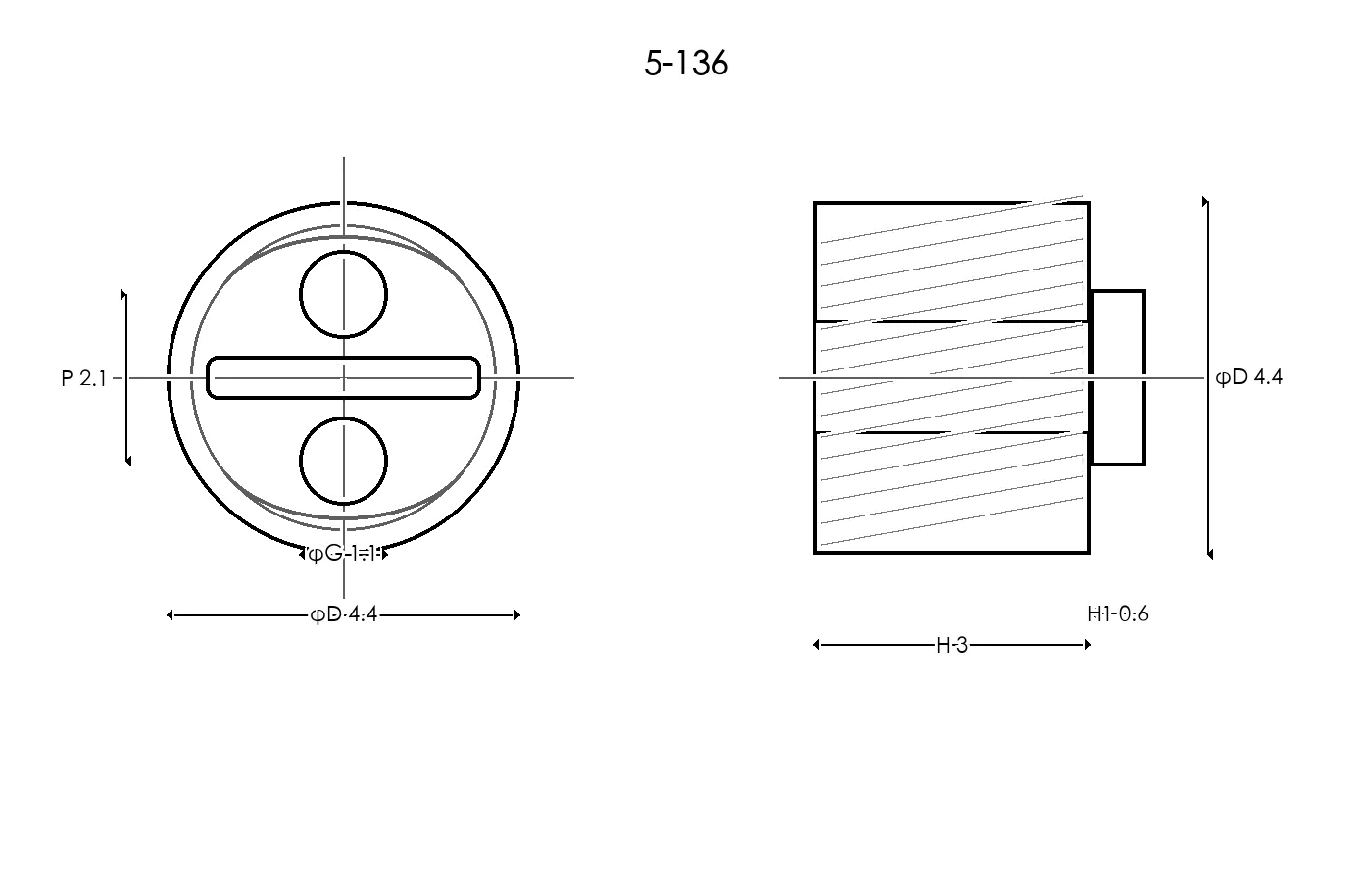 5-136 Rubber Ring Specification Engineering drawing / three views