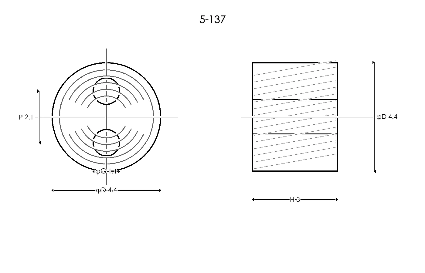 5-137 Rubber Ring Specification Engineering drawing / three views