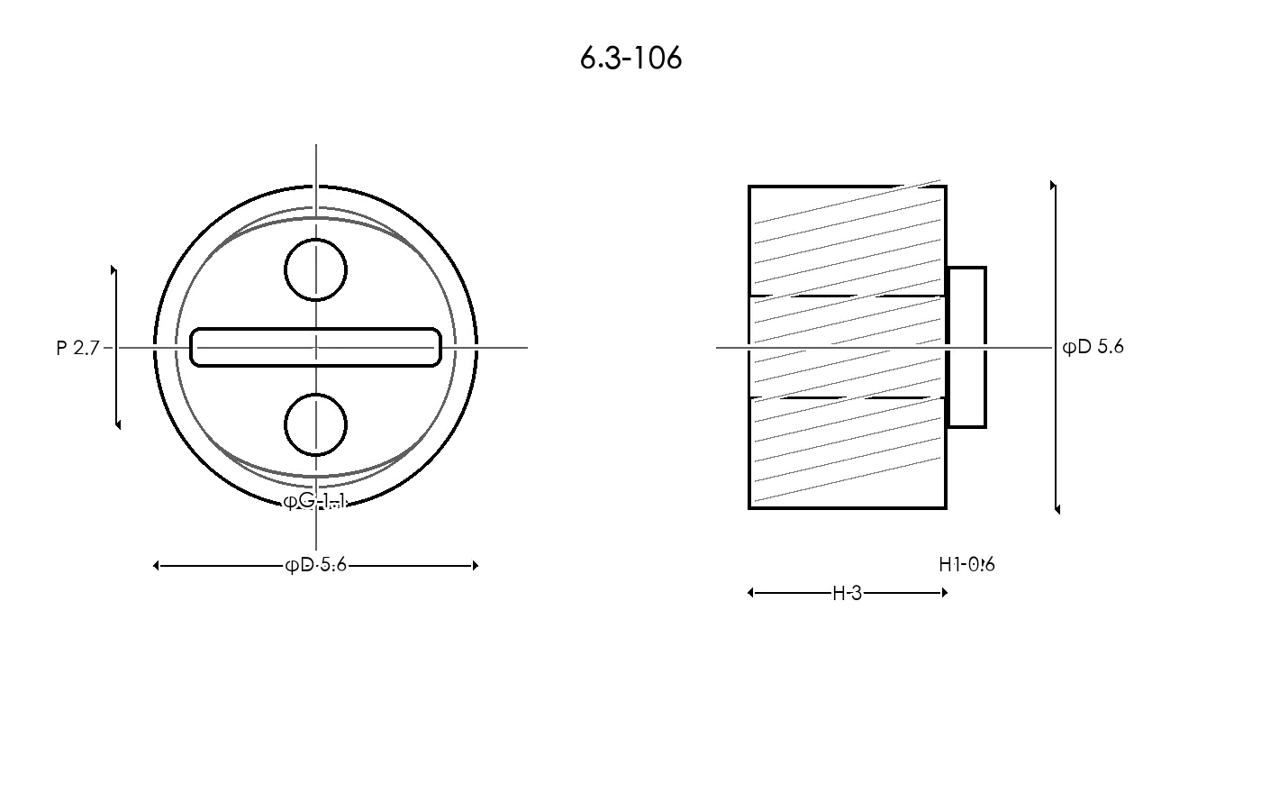 6.3-106 Rubber Ring Specification Engineering drawing / three views
