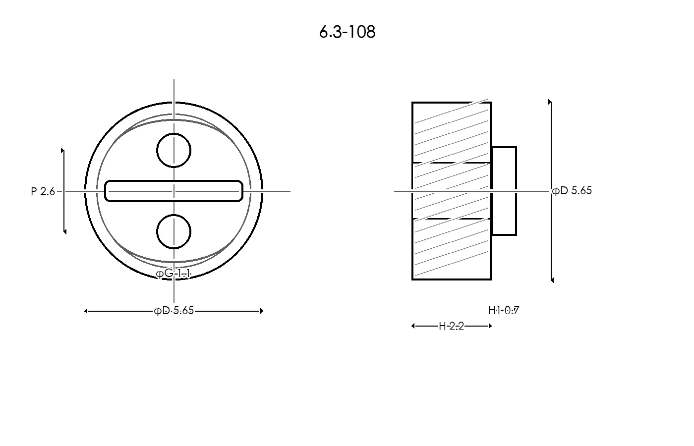 6.3-108 Rubber Ring Specification Engineering drawing / three views