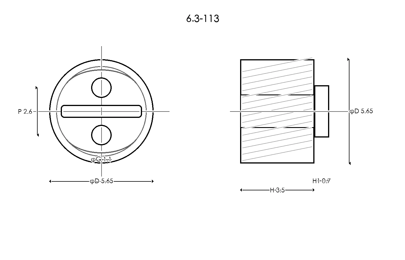 6.3-113 Rubber Ring Specification Engineering drawing / three views
