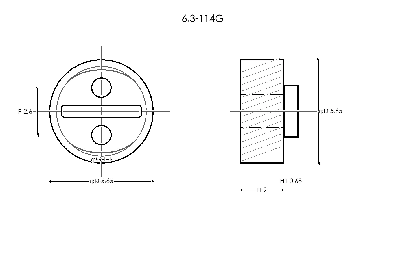 6.3-114G Rubber Ring Specification Engineering drawing / three views