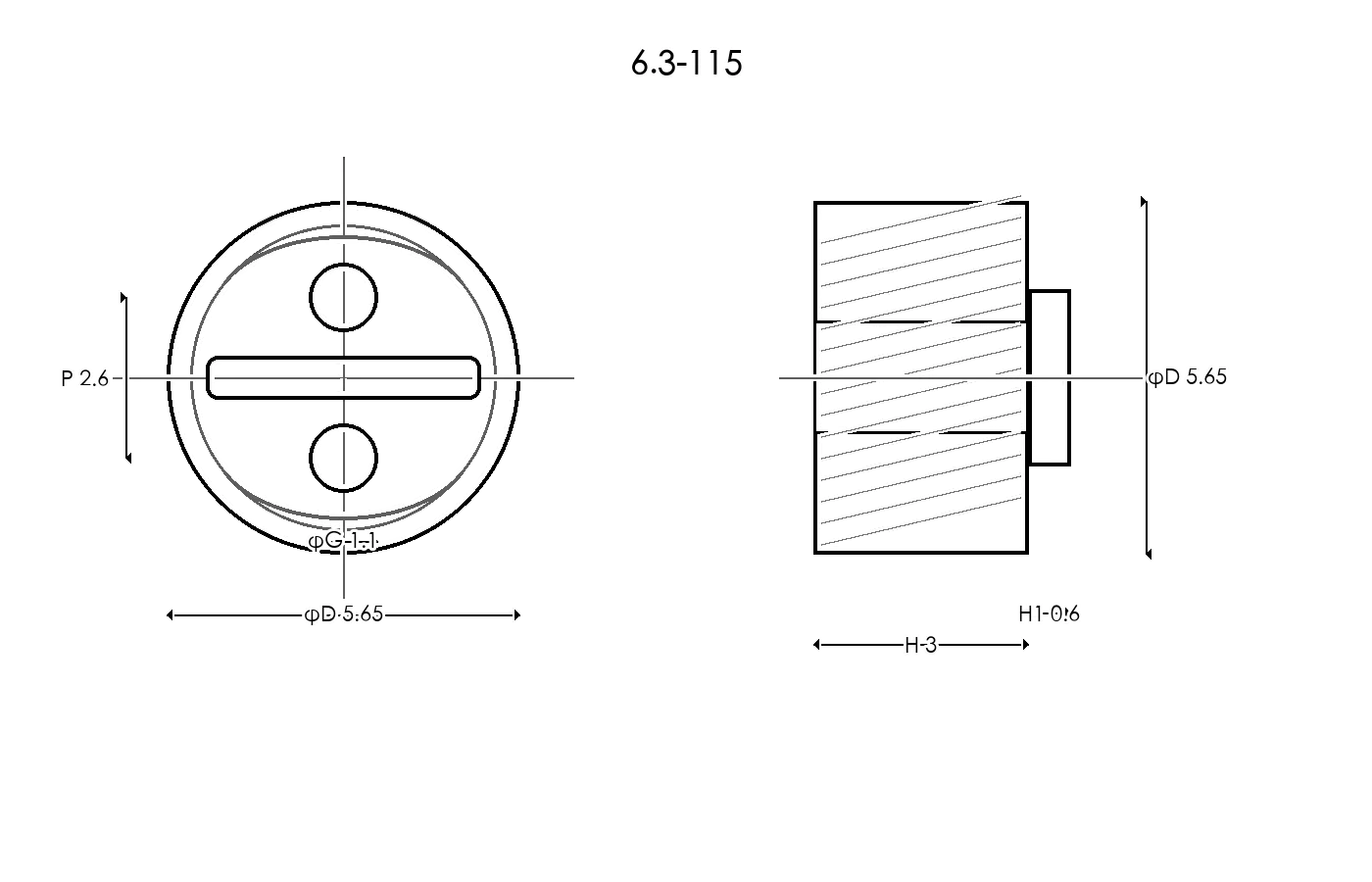 6.3-115 Rubber Ring Specification Engineering drawing / three views