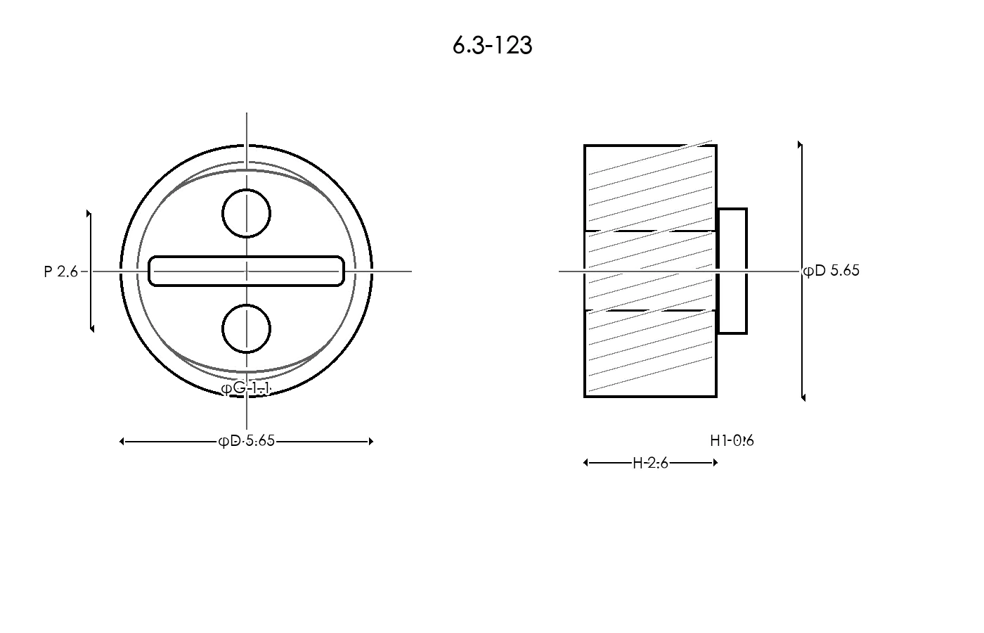 6.3-123 Rubber Ring Specification Engineering drawing / three views