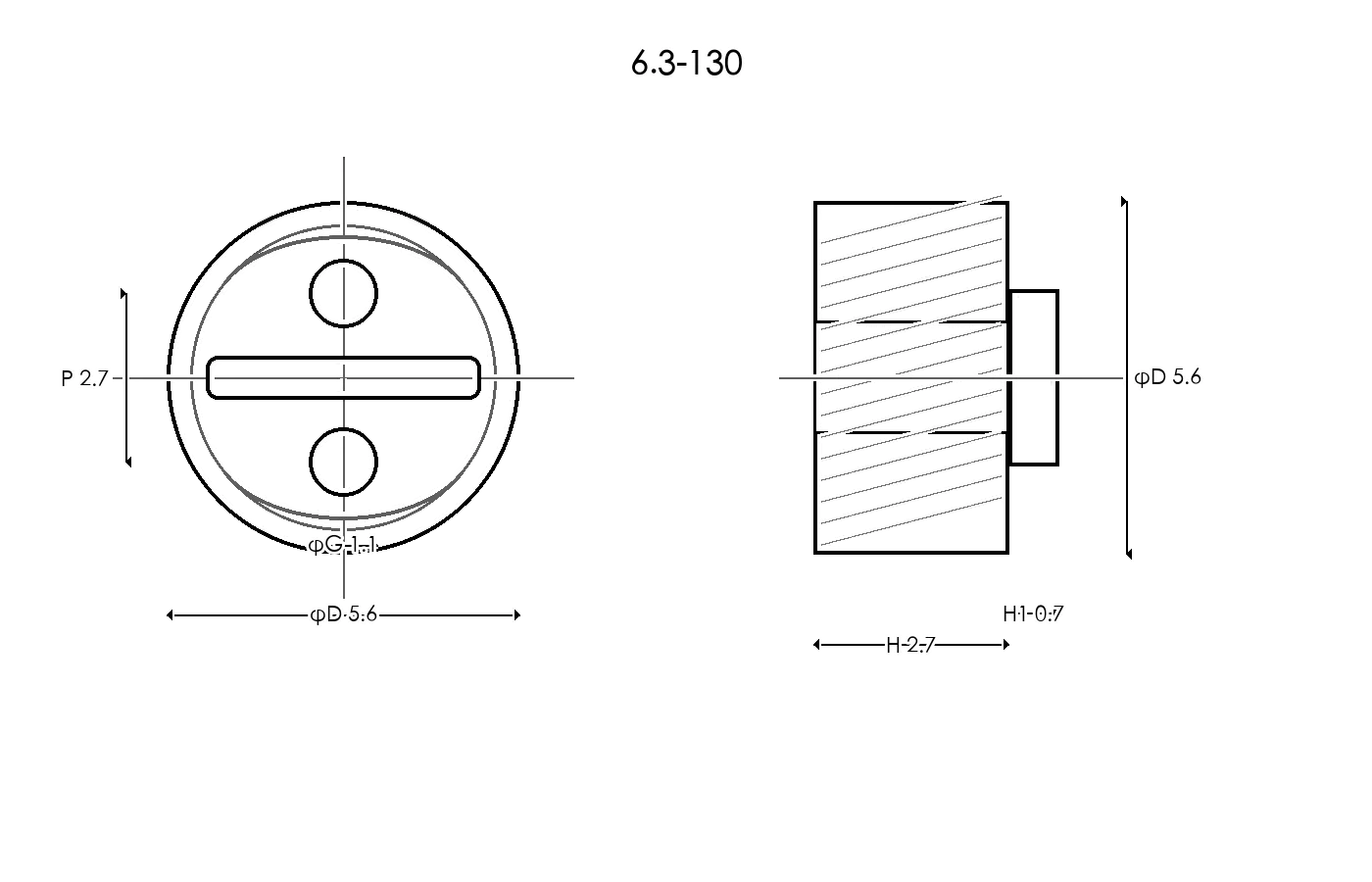 6.3-130 Rubber Ring Specification Engineering drawing / three views