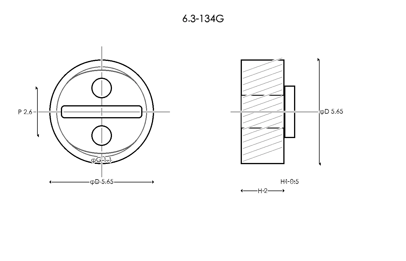6.3-134G Rubber Ring Specification Engineering drawing / three views