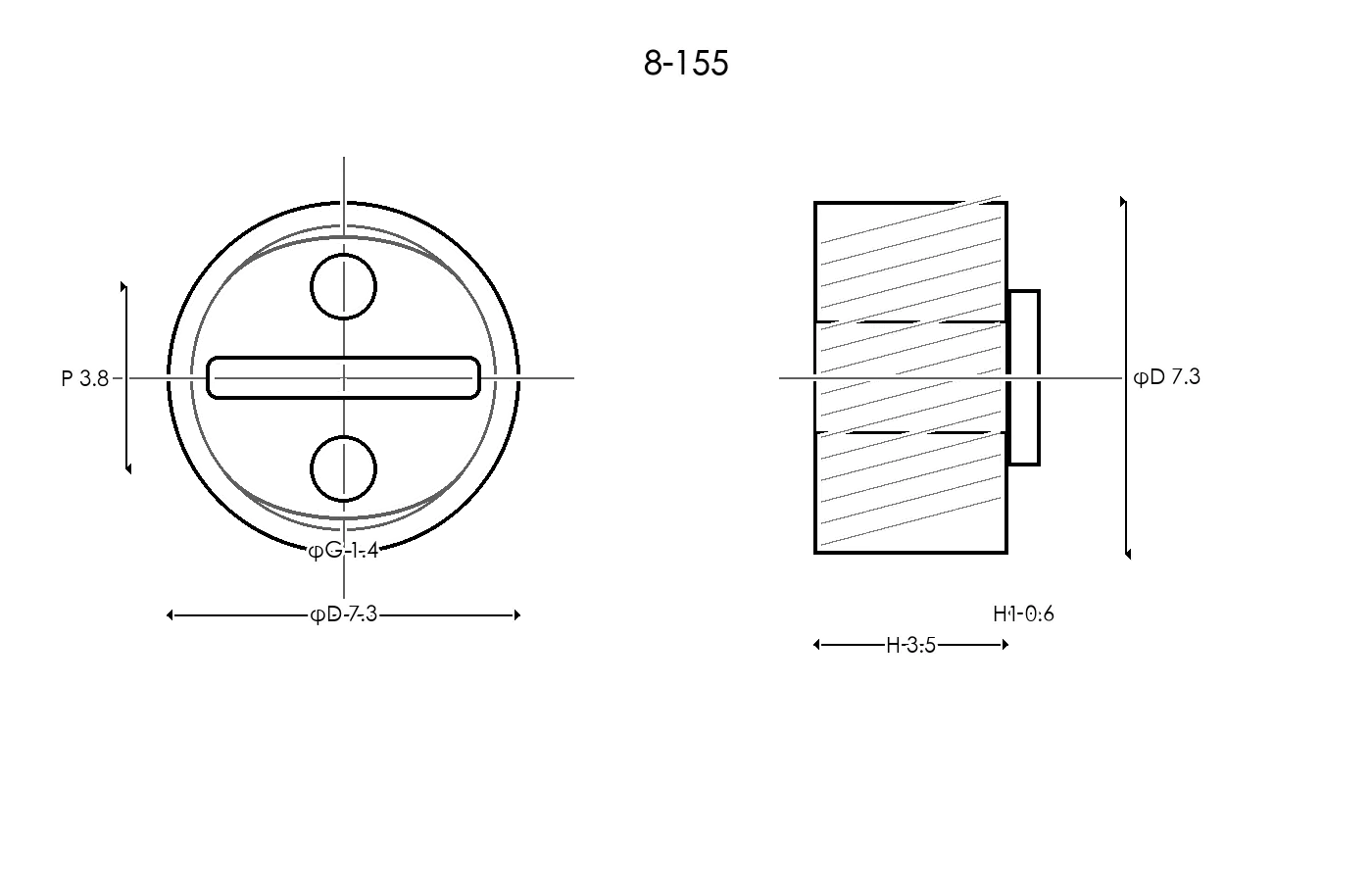 8-155 Rubber Ring Specification Engineering drawing / three views