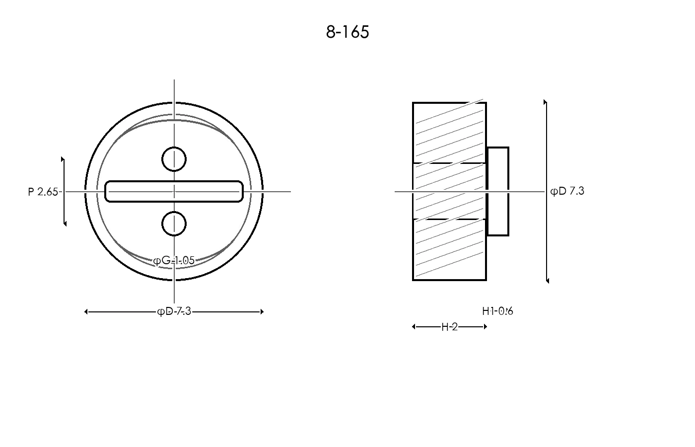 8-165 Rubber Ring Specification Engineering drawing / three views