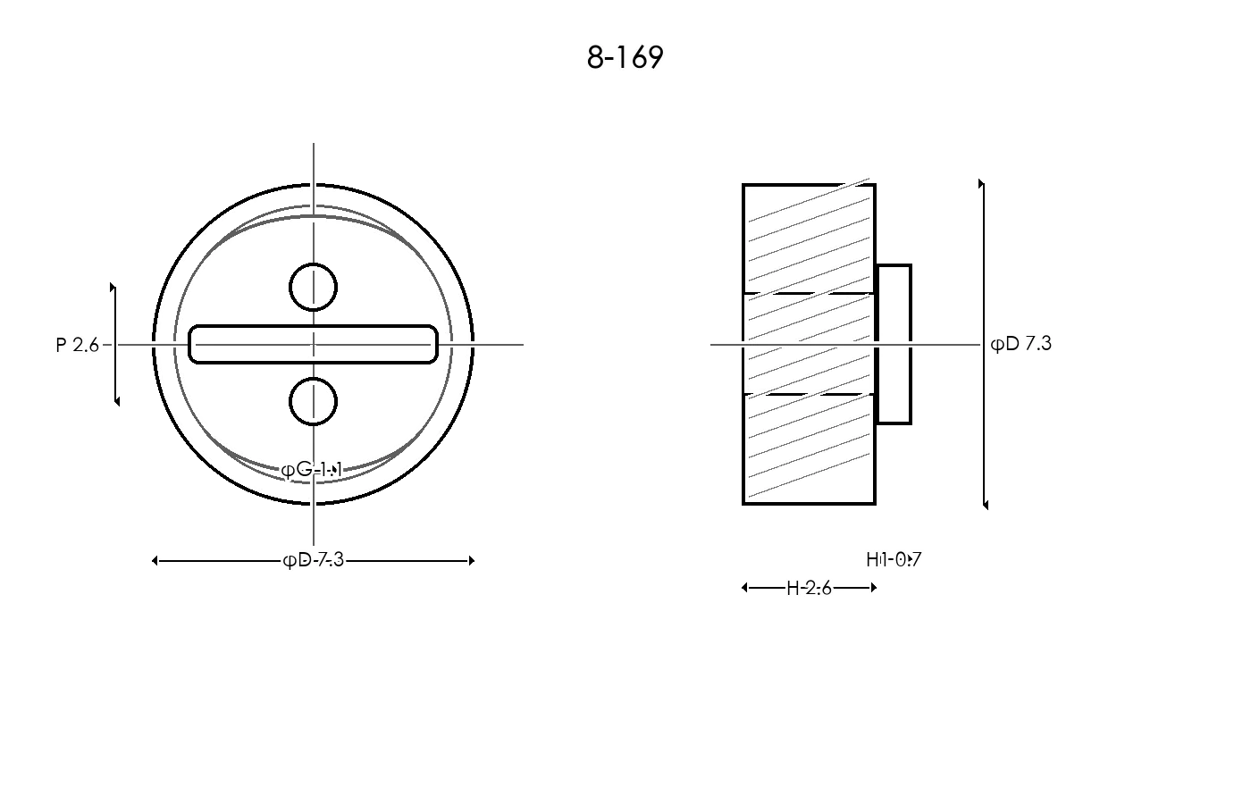 8-169 Rubber Ring Specification Engineering drawing / three views